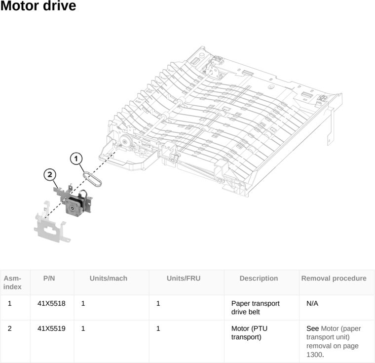 Assembly 74: Motor drive parts diagram - Lexmark CX833 CX961 CX962 CX963 XC8355 XC9635 XC9645 XC9655 Parts