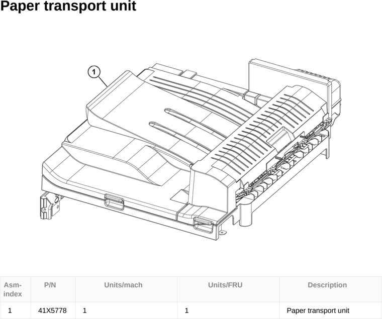 Assembly 75: Paper transport unit parts diagram - Lexmark CX833 CX961 CX962 CX963 XC8355 XC9635 XC9645 XC9655 Parts