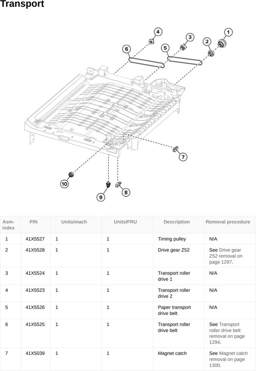 Assembly 76: Transport parts diagram - Lexmark CX833 CX961 CX962 CX963 XC8355 XC9635 XC9645 XC9655 Parts