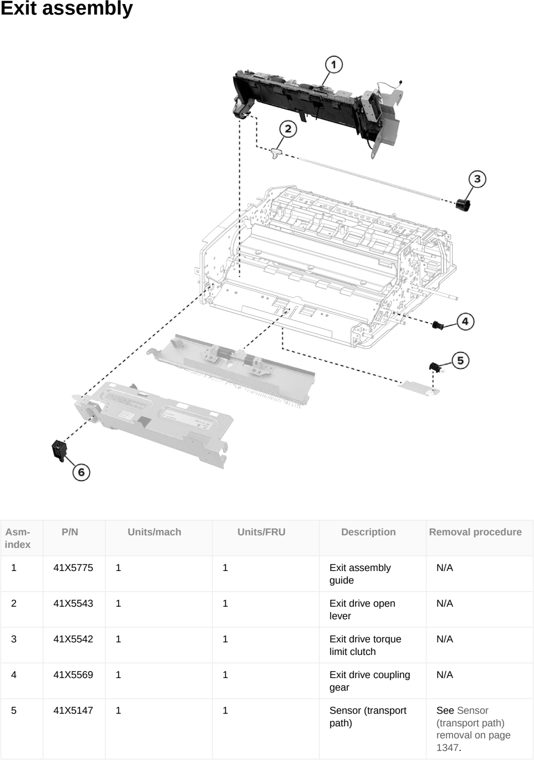 Assembly 78: Exit assembly parts diagram - Lexmark CX833 CX961 CX962 CX963 XC8355 XC9635 XC9645 XC9655 Parts