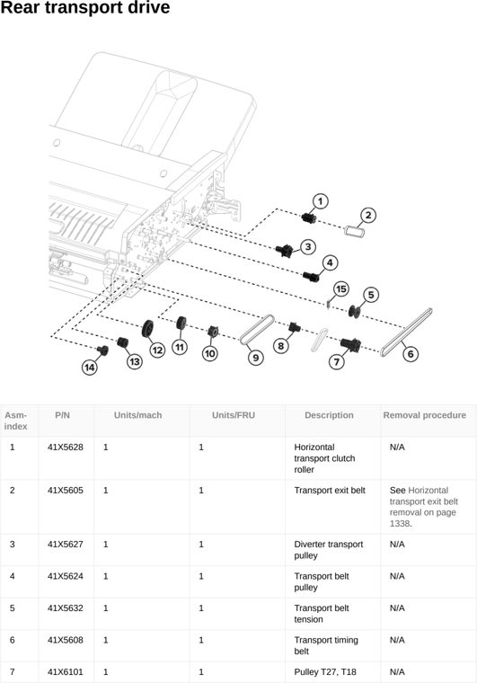 Assembly 85: Rear transport drive parts diagram - Lexmark CX833 CX961 CX962 CX963 XC8355 XC9635 XC9645 XC9655 Parts