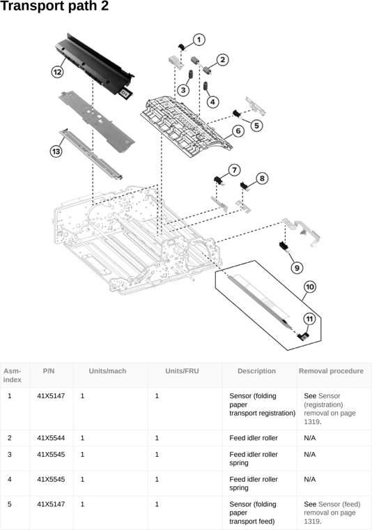 Assembly 90: Transport path 2 parts diagram - Lexmark CX833 CX961 CX962 CX963 XC8355 XC9635 XC9645 XC9655 Parts