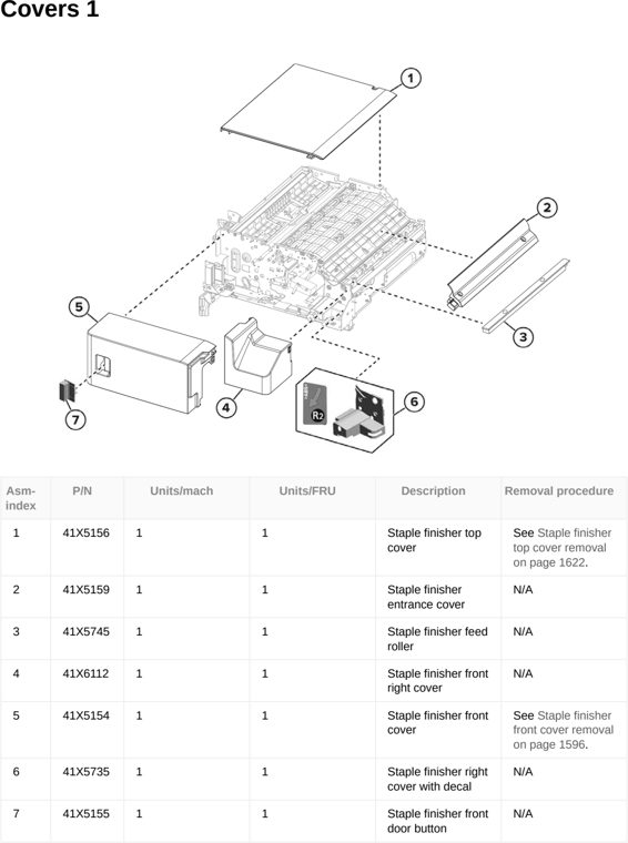 Assembly 92: Covers 1 parts diagram - Lexmark CX833 CX961 CX962 CX963 XC8355 XC9635 XC9645 XC9655 Parts