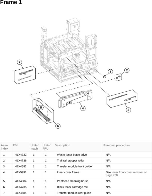 Assembly 5: Frame 1 parts diagram - Lexmark MX953se MFP Printer Parts