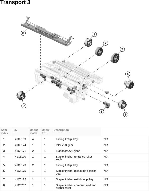 Assembly 104: Transport 3 parts diagram - Lexmark MX953se MFP Printer Parts