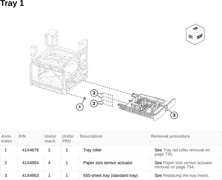Assembly 12: Tray 1 parts diagram - Lexmark MX953se MFP Printer Parts