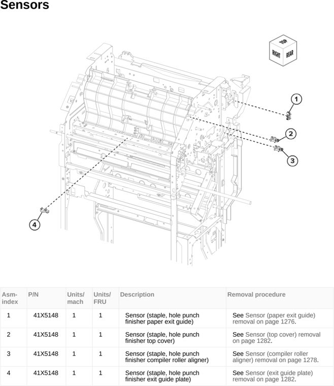 Assembly 139: Sensors parts diagram - Lexmark MX953se MFP Printer Parts