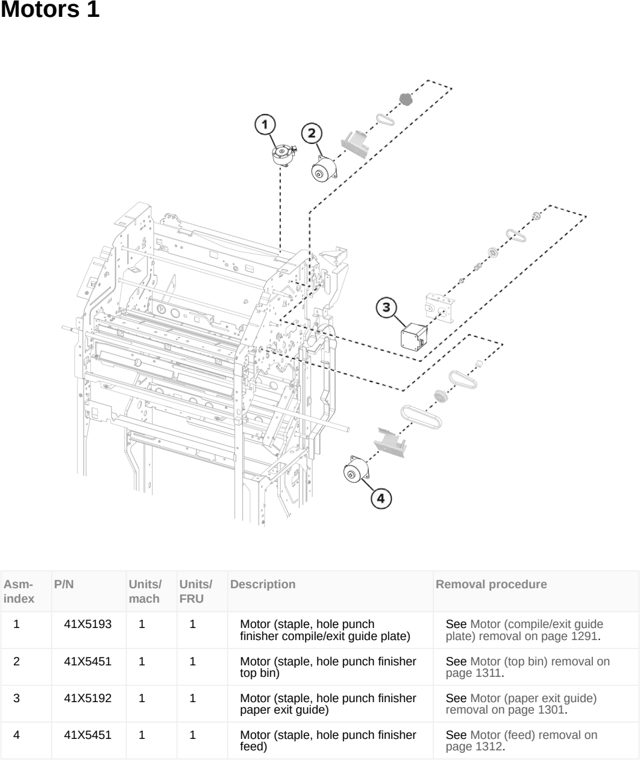 Assembly 144: Motors 1 parts diagram - Lexmark MX953se MFP Printer Parts