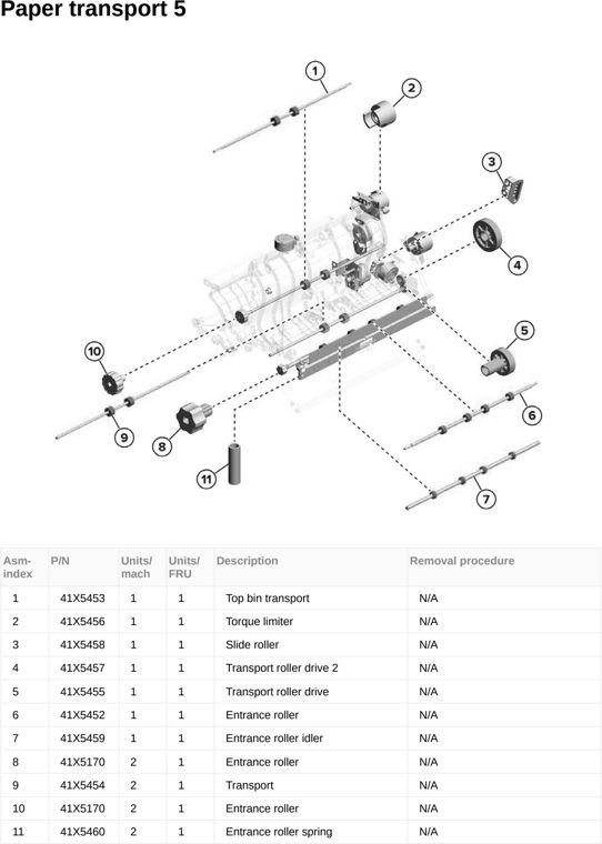 Assembly 151: Paper transport 5 parts diagram - Lexmark MX953se MFP Printer Parts