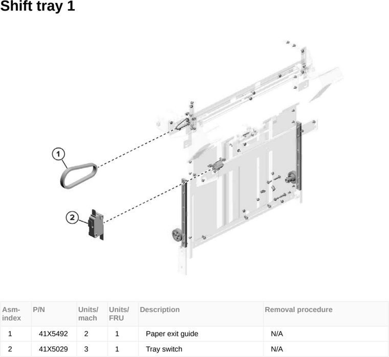 Assembly 160: Shift tray 1 parts diagram - Lexmark MX953se MFP Printer Parts