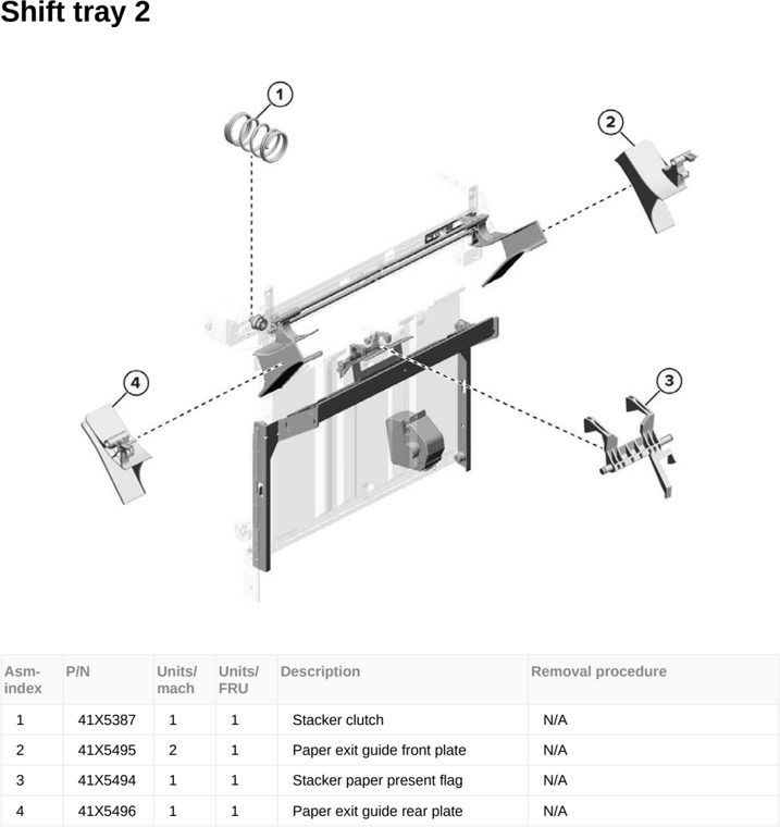 Assembly 161: Shift tray 2 parts diagram - Lexmark MX953se MFP Printer Parts