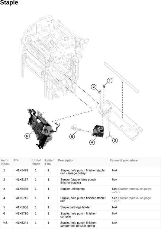 Assembly 167: Staple parts diagram - Lexmark MX953se MFP Printer Parts