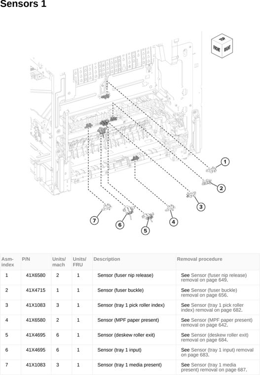 Assembly 19: Sensors 1 parts diagram - Lexmark MX953se MFP Printer Parts