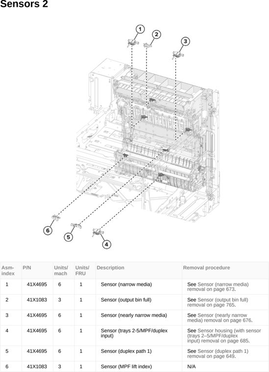 Assembly 20: Sensors 2 parts diagram - Lexmark MX953se MFP Printer Parts