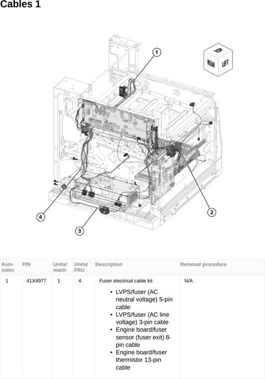 Assembly 22: Cables 1 parts diagram - Lexmark MX953se MFP Printer Parts