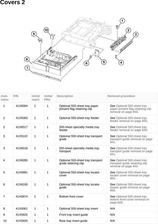 Assembly 30: Covers 2 parts diagram - Lexmark MX953se MFP Printer Parts