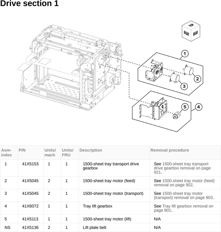 Assembly 40: Drive section 1 parts diagram - Lexmark MX953se MFP Printer Parts