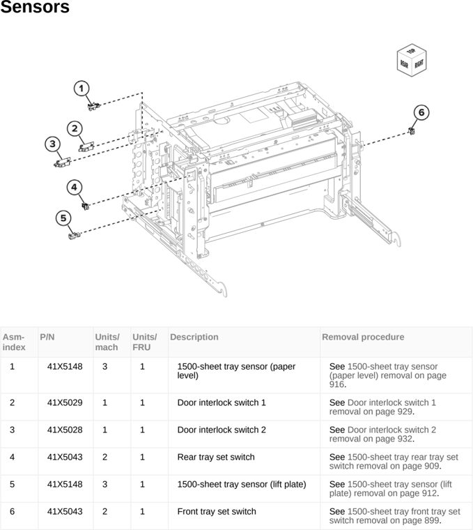 Assembly 48: Sensors parts diagram - Lexmark MX953se MFP Printer Parts