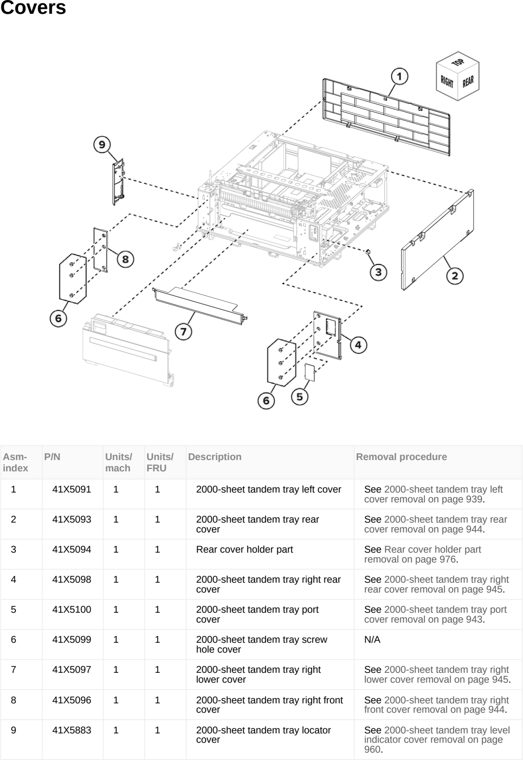 Assembly 49: Covers parts diagram - Lexmark MX953se MFP Printer Parts