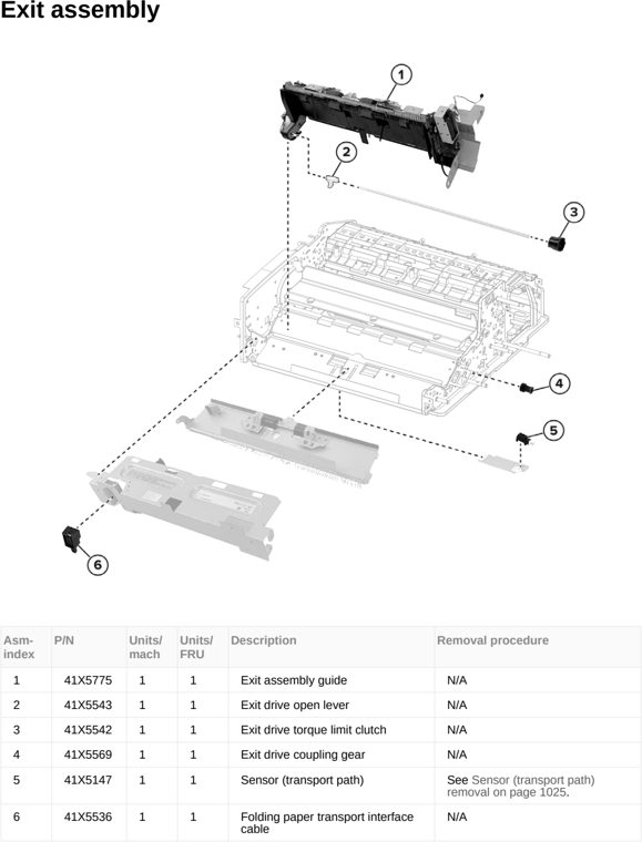 Assembly 66: Exit assembly parts diagram - Lexmark MX953se MFP Printer Parts