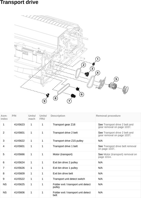 Assembly 76: Transport drive parts diagram - Lexmark MX953se MFP Printer Parts