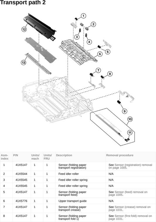 Assembly 78: Transport path 2 parts diagram - Lexmark MX953se MFP Printer Parts