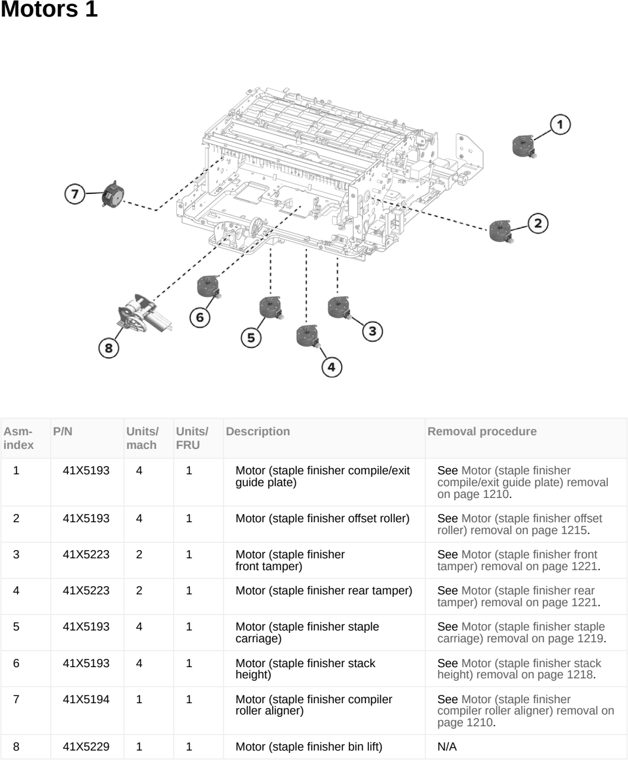 Assembly 85: Motors 1 parts diagram - Lexmark MX953se MFP Printer Parts