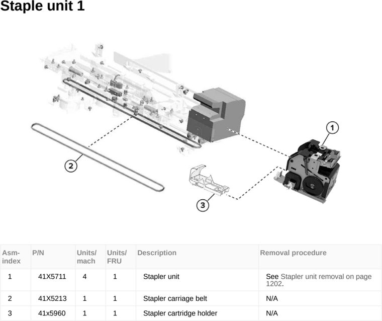 Assembly 92: Staple unit 1 parts diagram - Lexmark MX953se MFP Printer Parts