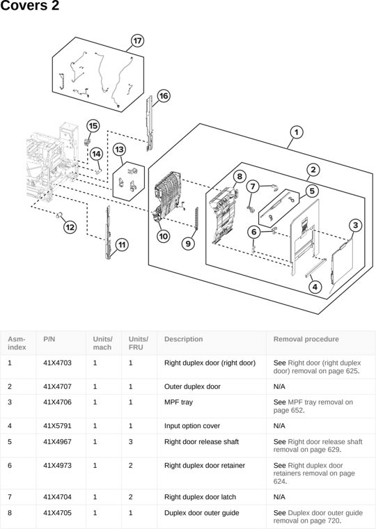 Assembly 2: Covers 2 parts diagram - Lexmark CS963 Printer Parts
