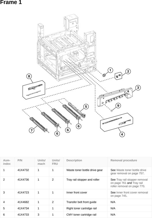 Assembly 5: Frame 1 parts diagram - Lexmark CS963 Printer Parts