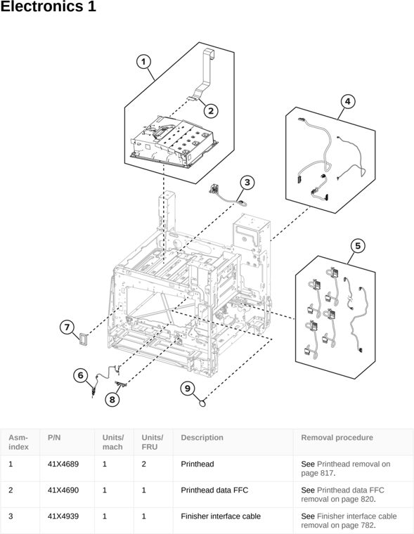 Assembly 8: Electronics 1 parts diagram - Lexmark CS963 Printer Parts