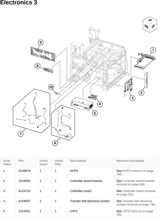 Assembly 10: Electronics 3 parts diagram - Lexmark CS963 Printer Parts