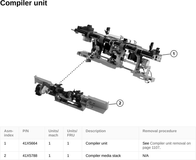 Assembly 103: Compiler unit parts diagram - Lexmark CS963 Printer Parts