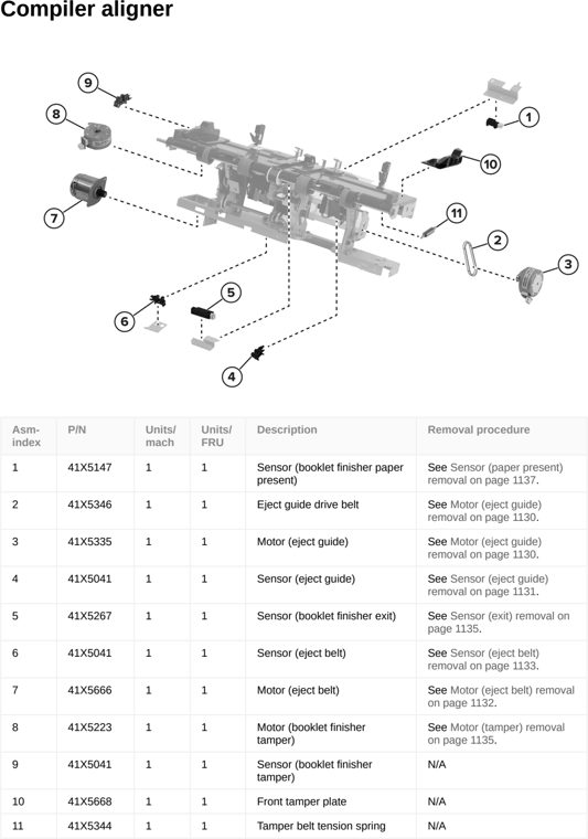 Assembly 105: Compiler aligner parts diagram - Lexmark CS963 Printer Parts