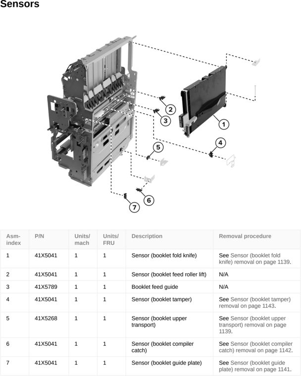 Assembly 116: Sensors parts diagram - Lexmark CS963 Printer Parts