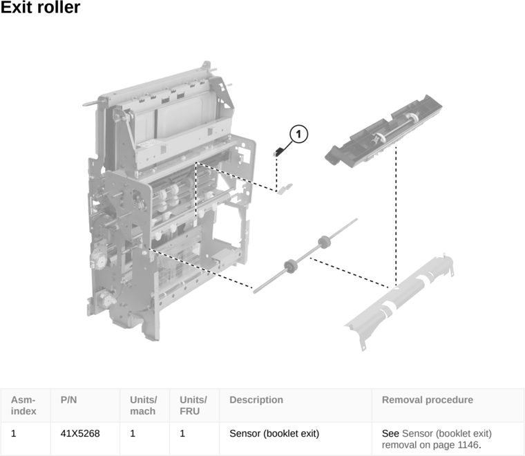 Assembly 121: Exit roller parts diagram - Lexmark CS963 Printer Parts