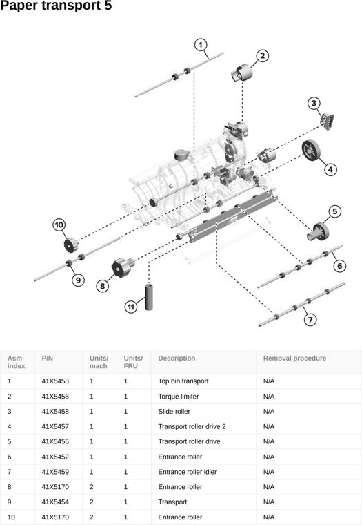 Assembly 136: Paper transport 5 parts diagram - Lexmark CS963 Printer Parts