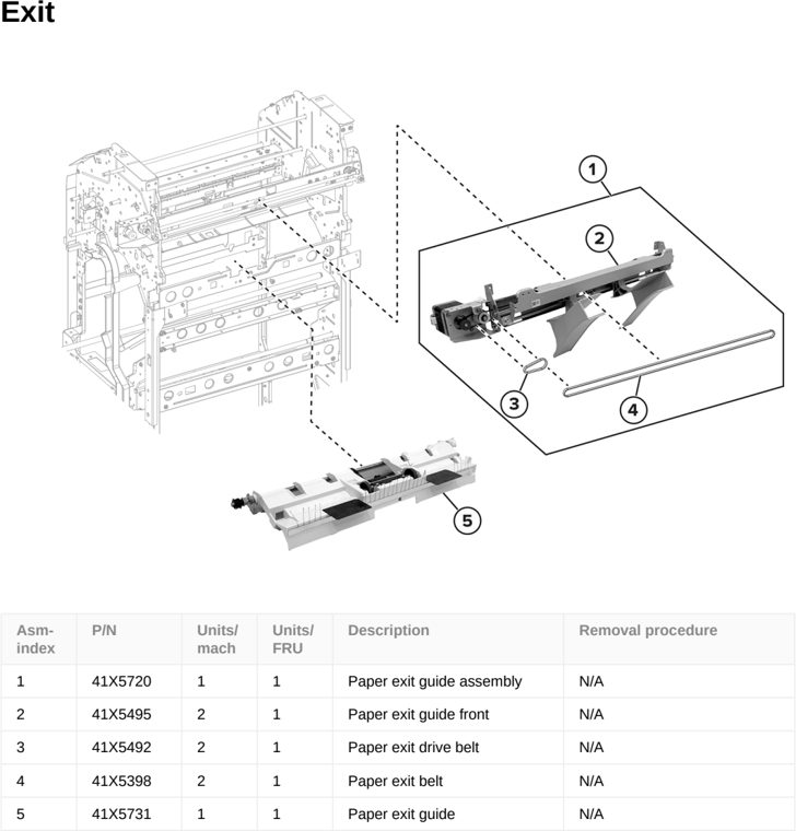 Assembly 139: Exit parts diagram - Lexmark CS963 Printer Parts