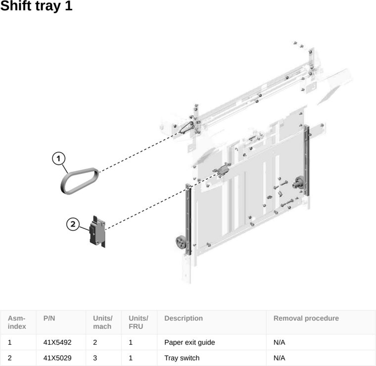 Assembly 142: Shift tray 1 parts diagram - Lexmark CS963 Printer Parts