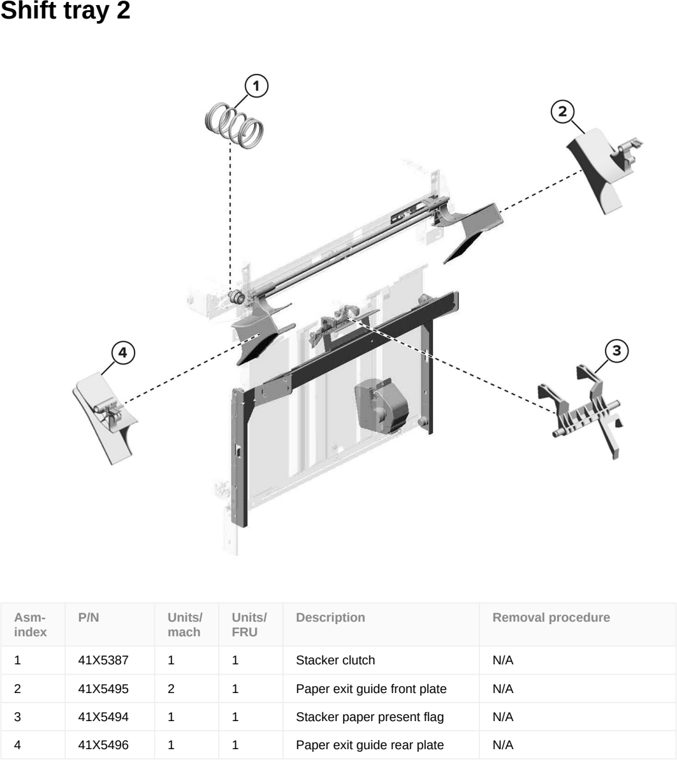 Assembly 143: Shift tray 2 parts diagram - Lexmark CS963 Printer Parts