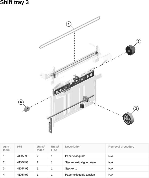 Assembly 144: Shift tray 3 parts diagram - Lexmark CS963 Printer Parts