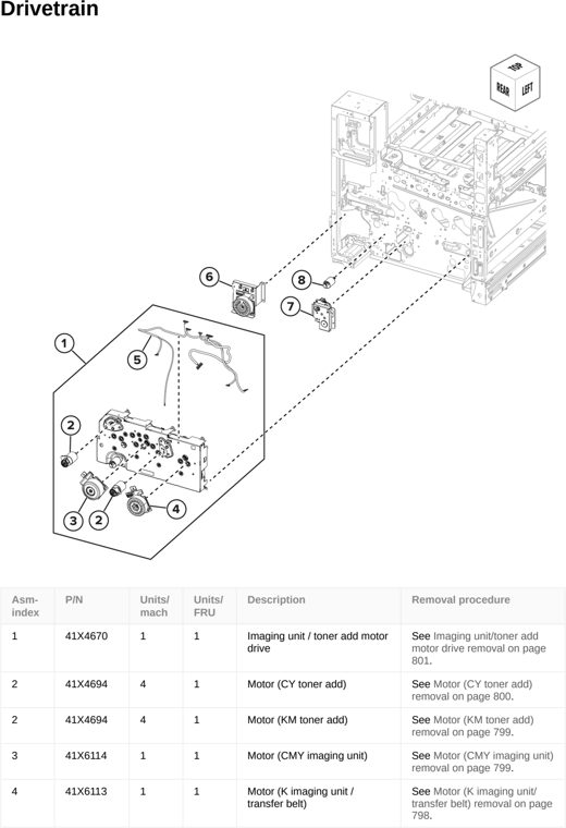 Assembly 18: Drivetrain parts diagram - Lexmark CS963 Printer Parts