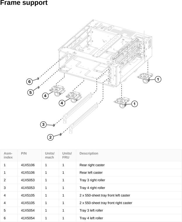 Assembly 29: Frame support parts diagram - Lexmark CS963 Printer Parts