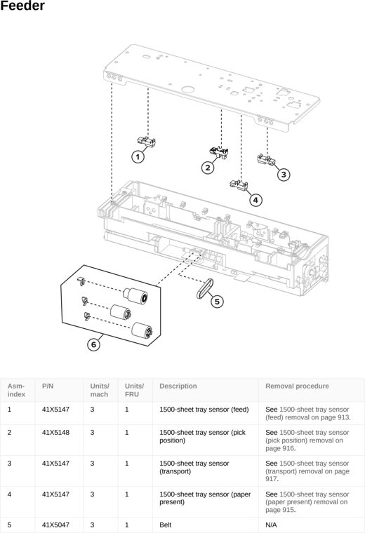 Assembly 37: Feeder parts diagram - Lexmark CS963 Printer Parts