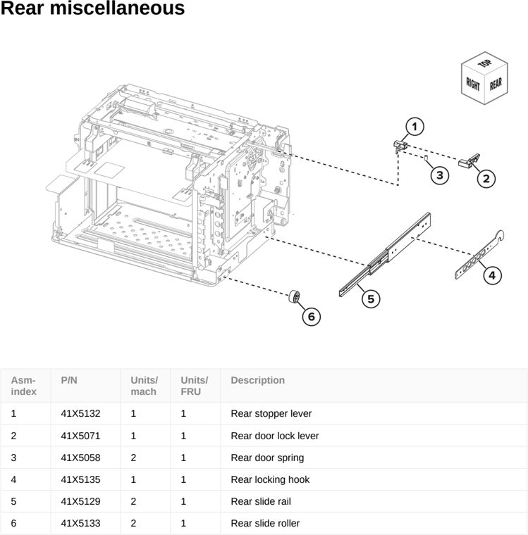 Assembly 40: Rear miscellaneous parts diagram - Lexmark CS963 Printer Parts