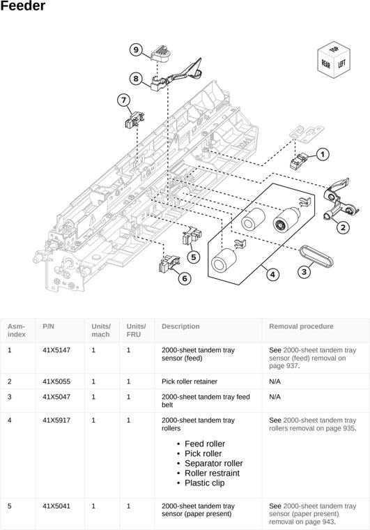 Assembly 46: Feeder parts diagram - Lexmark CS963 Printer Parts