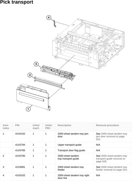 Assembly 47: Pick transport parts diagram - Lexmark CS963 Printer Parts
