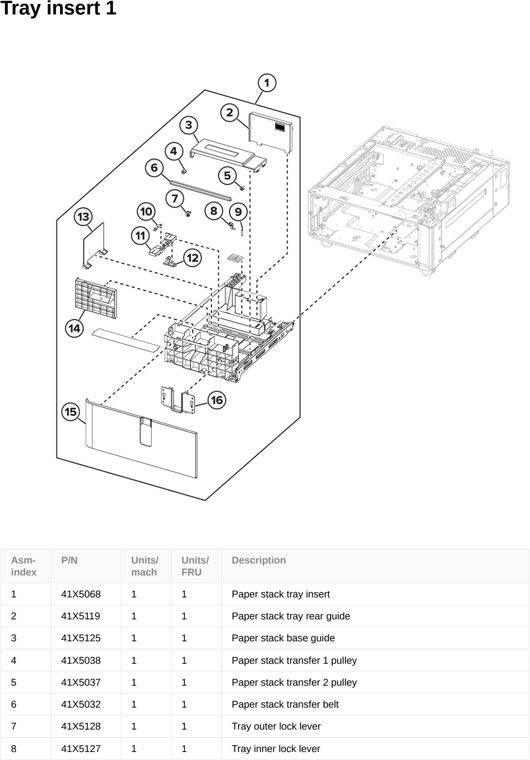 Assembly 48: Tray insert 1 parts diagram - Lexmark CS963 Printer Parts