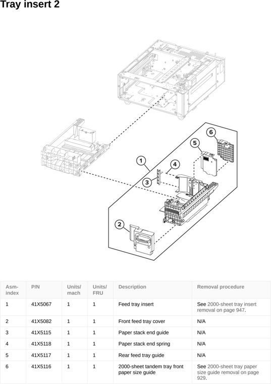 Assembly 49: Tray insert 2 parts diagram - Lexmark CS963 Printer Parts