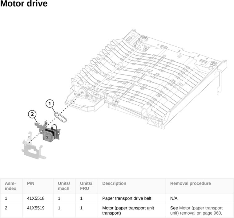 Assembly 55: Motor drive parts diagram - Lexmark CS963 Printer Parts